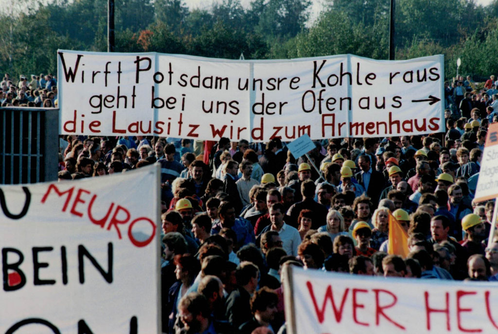 Demonstration der IG BE am 5. Oktober 1993 in Senftenberg (Foto: Erich Schutt)